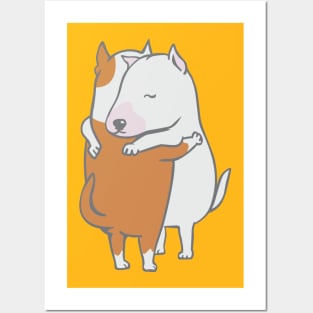 Bull Terrier Hugs Posters and Art